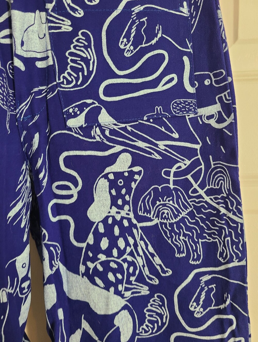 Nooworks Eva Stalinski Blue Dog Print High Waist Cropped Pants Size XS - Picture 2 of 4
